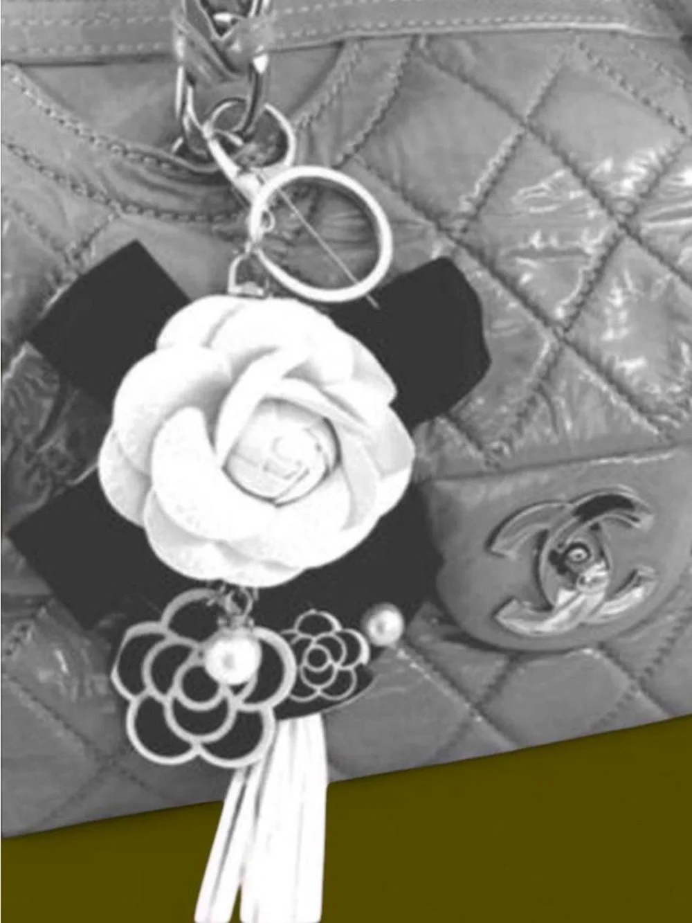 Lux Ivory Leather Camilia Bag Charm New in Box